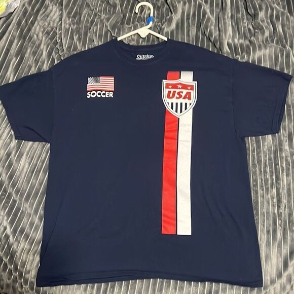 🔥⚽️ USA SOCCER World Cup Tee - Mens XL Navy - Perfect Condition - Stitches Bran - Picture 1 of 6
